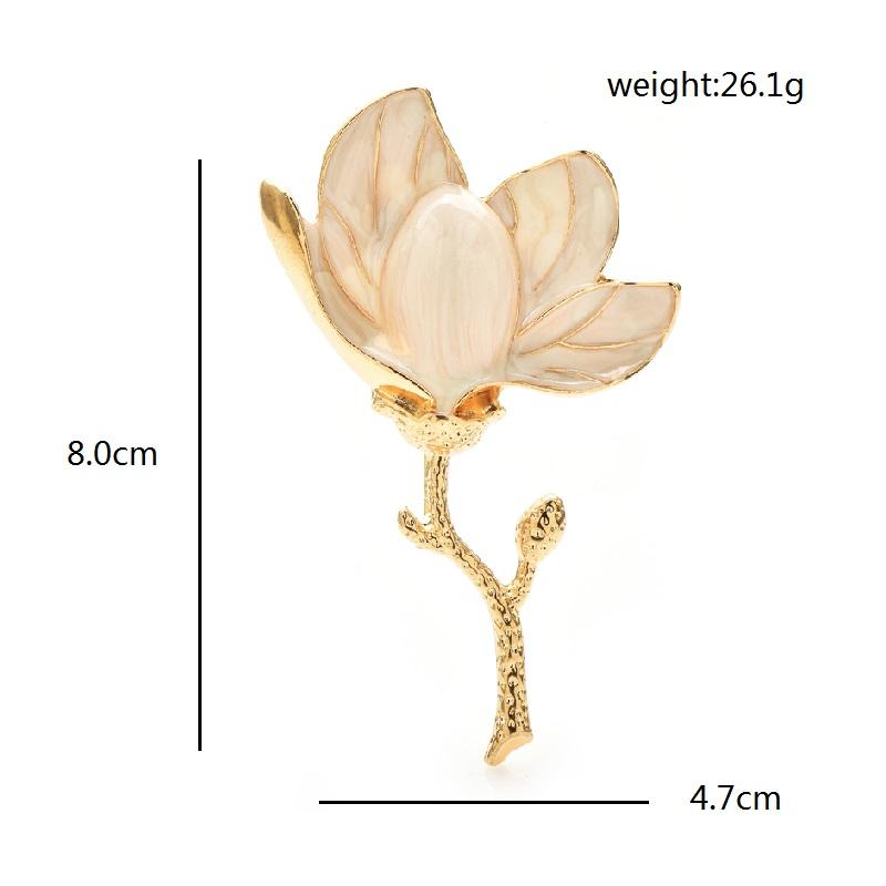 Magnolia Flower Badge for Women Unisex Enamel Beautiful Flower Party Office Brooch Pins Gifts