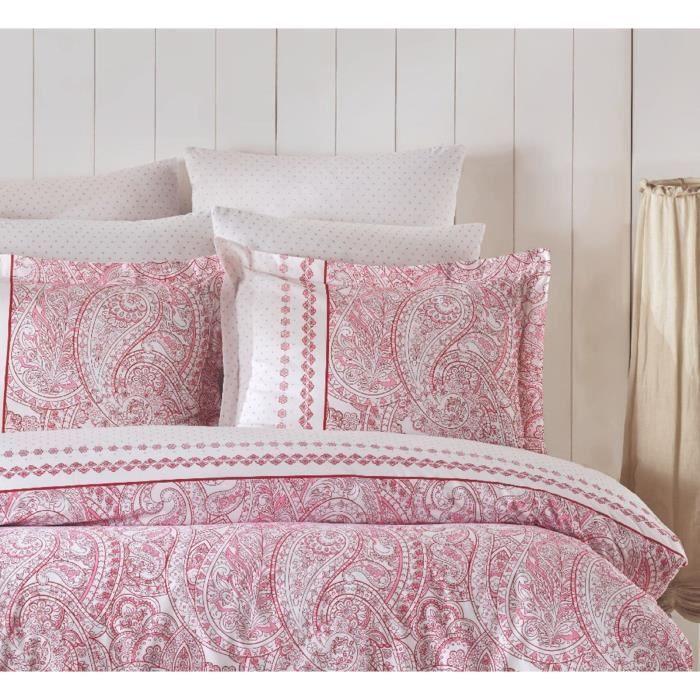 Bettwäsche-Set - 1 Bettbezug 220 x 240 cm + 2 Kissenbezüge 60 x 60 cm - 100% verstärkte Baumwolle - Rosa