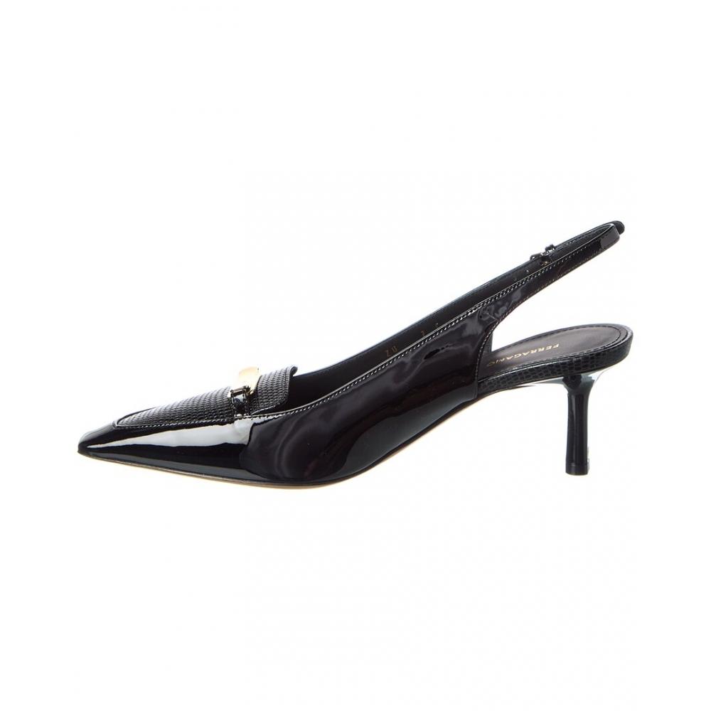 Salvatore Ferragamo Patent Slingback Pump Black