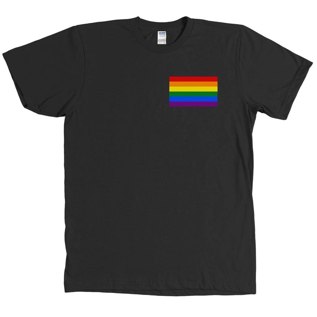 Gay Pride Flag Chest Print T Shirt LGBT Ally Tee NEW WITH TAGS - MANY COLORS
