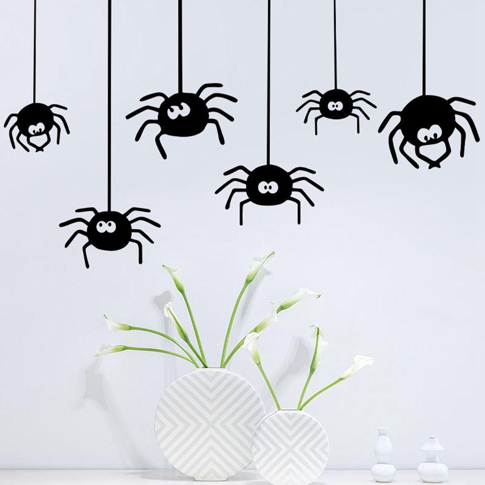 Funny Black On Wall Prank Window Wallpaper Decal Spider Sticker Halloween Decoration