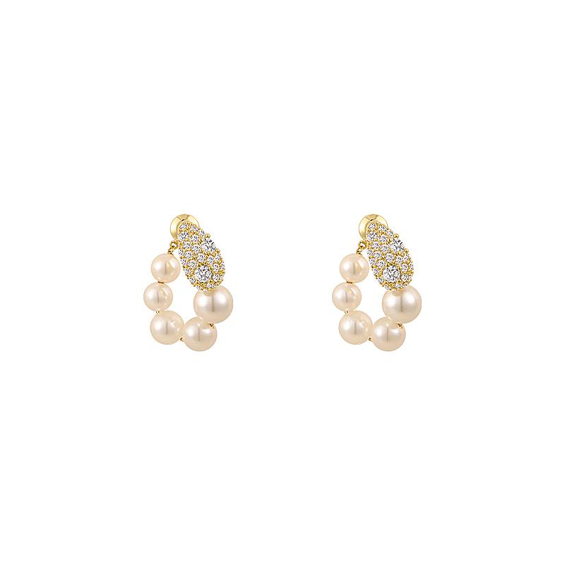 French Retro Imitation Pearl Hoop Earrings for Women Hanging Rhinestone Waterdrop Earrings Girl Luxury Two Wear Way Jewelry