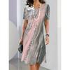 Women's Elegant Party Evening Midi Dress Crew Neck Short Sleeve Shift Dress A Line Dress Casual Daily Tea Regular Fit Ombre Grap