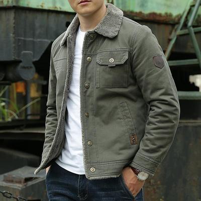 Men's European-Size Fleece-Lined Cotton Jacket, Thickened and Loose-Fit Winter Coat (3166)