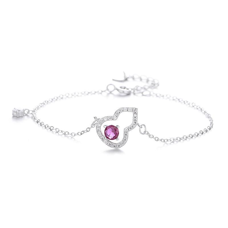 Women's Light Luxury Ruby Gourd Bracelet in S925 Sterling Silver – Versatile, High-End Niche Design