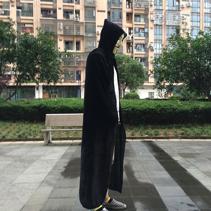 Halloween Cape Cospl Masquerade Costume Witch Cape Witch Elf Golden Velvet Cloth Cape 1.7 Meters