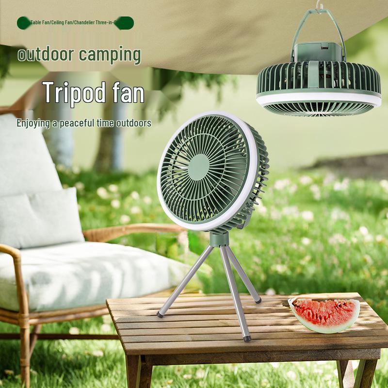 

Portable USB Fan with Light: Tripod, Desktop, Ceiling, and Hanging Options for Camping, Office, Dorm Consult Customer Service зелёный