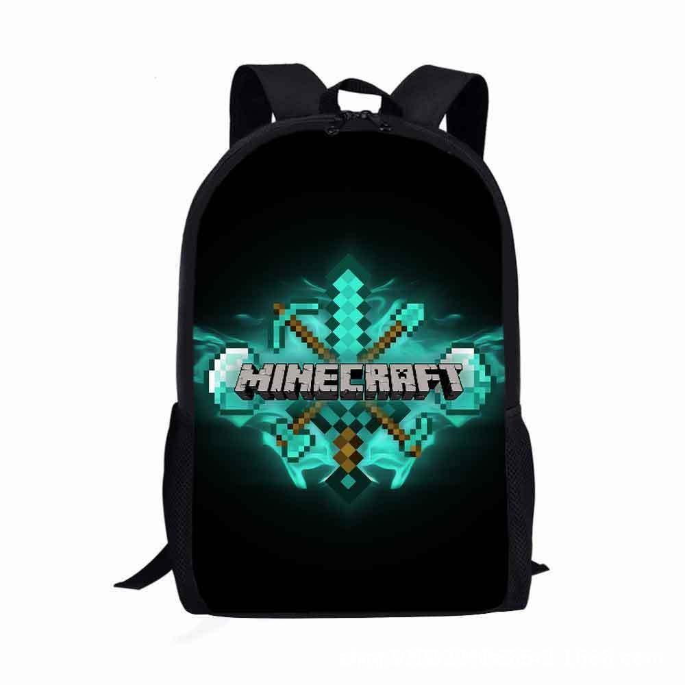 Square Man School Bag Cartoon Backpack Minecraft Backpack Game Printing Large Capacity