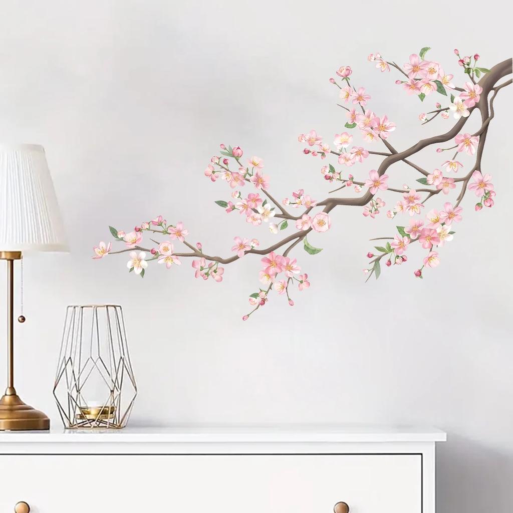 1 Stück Aquarell Vogel Pflaume Pfirsichblüte Wandaufkleber Für Wand Fenster Schlafzimmer Dekoration Raumdeko Für Haus