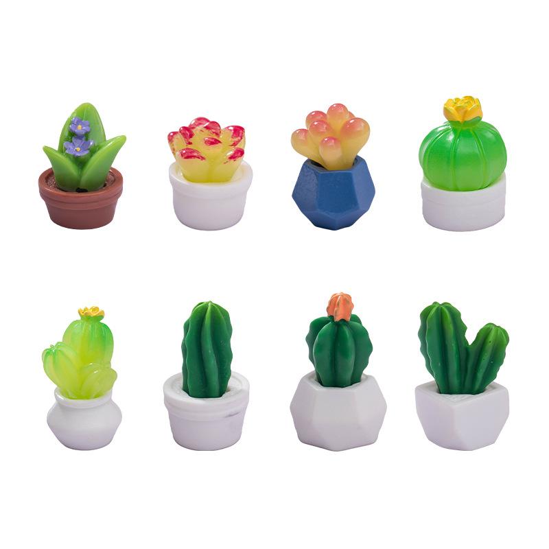 Micro Landscape Ornaments Simulate Succulent Plant Cactus Pot Resin Crafts Baby House Desktop Decoration Small Ornaments
