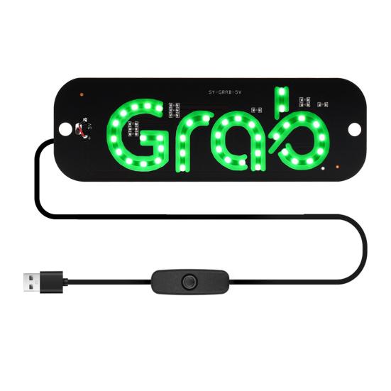 LED Indicator Light Waterproof Taxi Sign Lamp with USB Power Car Windshield Light Stickers for Ride-Hailing Cars Grab Taxi