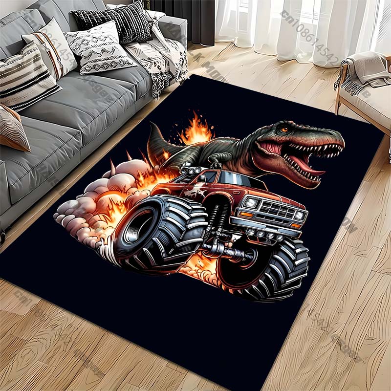Truck Monster Dinosaur Pattern Living Room Bedroom Carpet Bedside Bathroom Floor Mat 15 Size Area Rug Kid's Room Home Decor