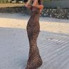Leopard Print Spaghetti Strap Slimming Long Summer Beach Dress
