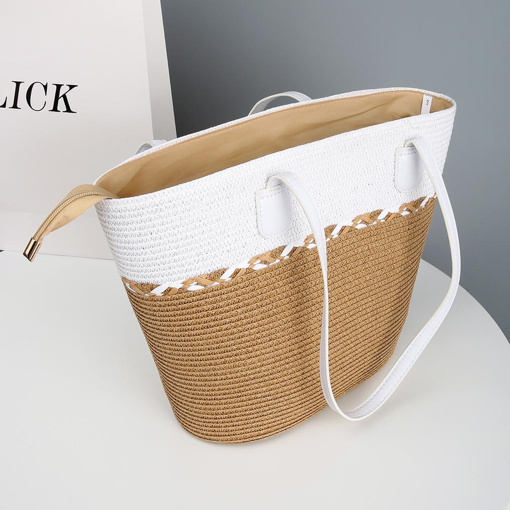 New Woven Straw Hat Bag Set Women's Seaside Beach Vacation Hat Woven Sun Hat