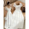 Europe, America 2026 summer new fashion square neck bubble sleeve lace waist slim romantic elegant dress
