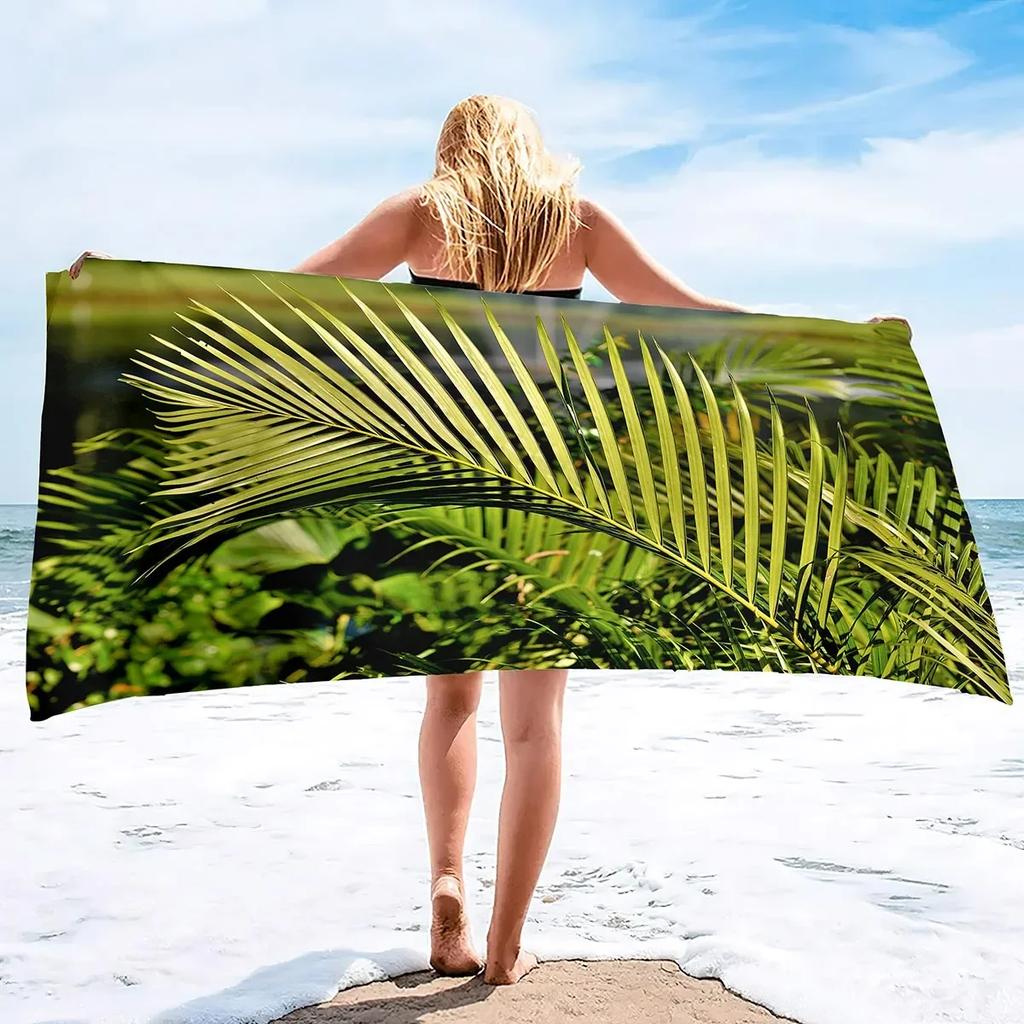 Beach Towel Palm Leaves Pattern Oversized Microfiber Tropical Beach Towel,Thin Lightweight Pool Swim Palm Tree Bath Shower Towel