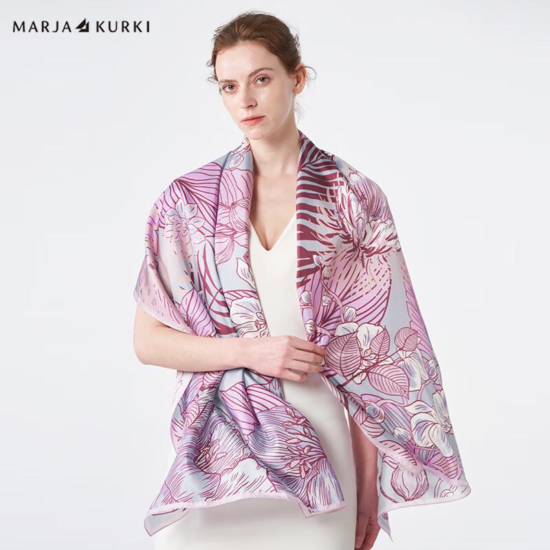 MARJA KURKI "Effort to Bloom" Mulberry Silk Scarf Shawl