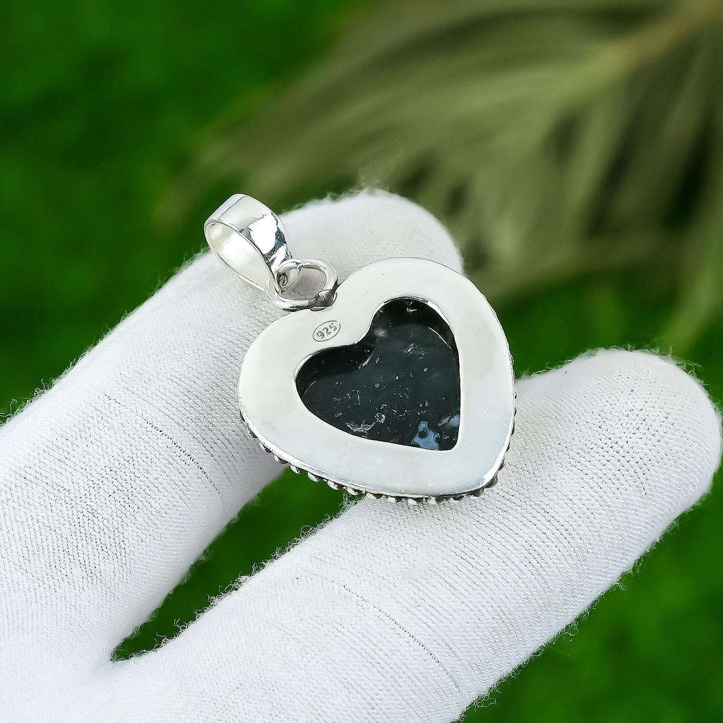Natural Solar Moss Agate Gemstone Pendant 925 Sterling Silver Indian Jewelry