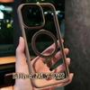 Titanium Gold metal holder magsafe charging phone case for iPhone 16 15 14 13 Pro Max Plus full shockproof magnetic hard cover