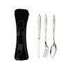 3pcs/set Dinnerware Portable Printed Stainless Steel Spoon Fork Steak Knife Set Travel Cutlery Table