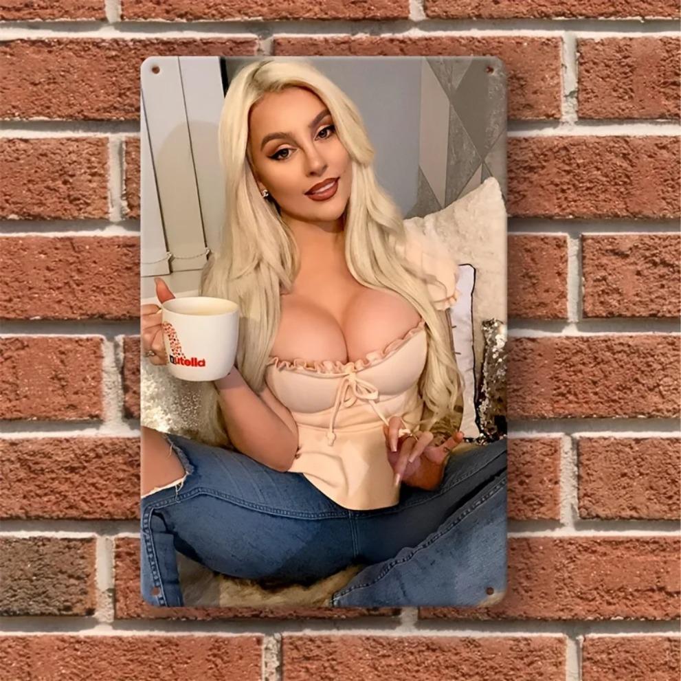 Vintage Metal Wall Art 8x12 Inch, Retro Cafe Sign with Pre-Drilled Holes for Home Bar Decor