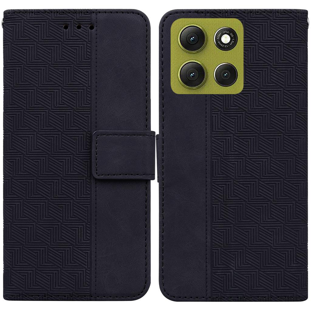 For Motorola Moto G86 5G Case Geometry Pattern Leather Wallet Phone Cover with Wrist Strap