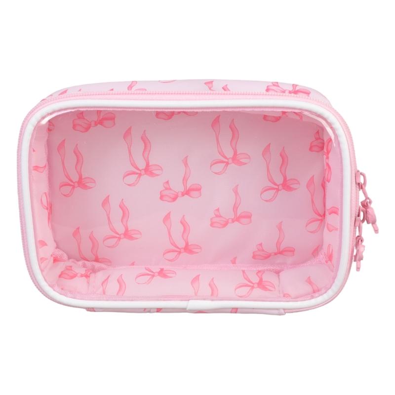 

Waterproof Clear Makeup Storage Bag With Pretty bows Decoration Cosmetic Organiser For Beauty Lovers