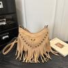 Bohemian Style Tassel Shoulder Bag Korean Ethnic Style Handbag Sweet Suede Crossbody Bag  Outdoor
