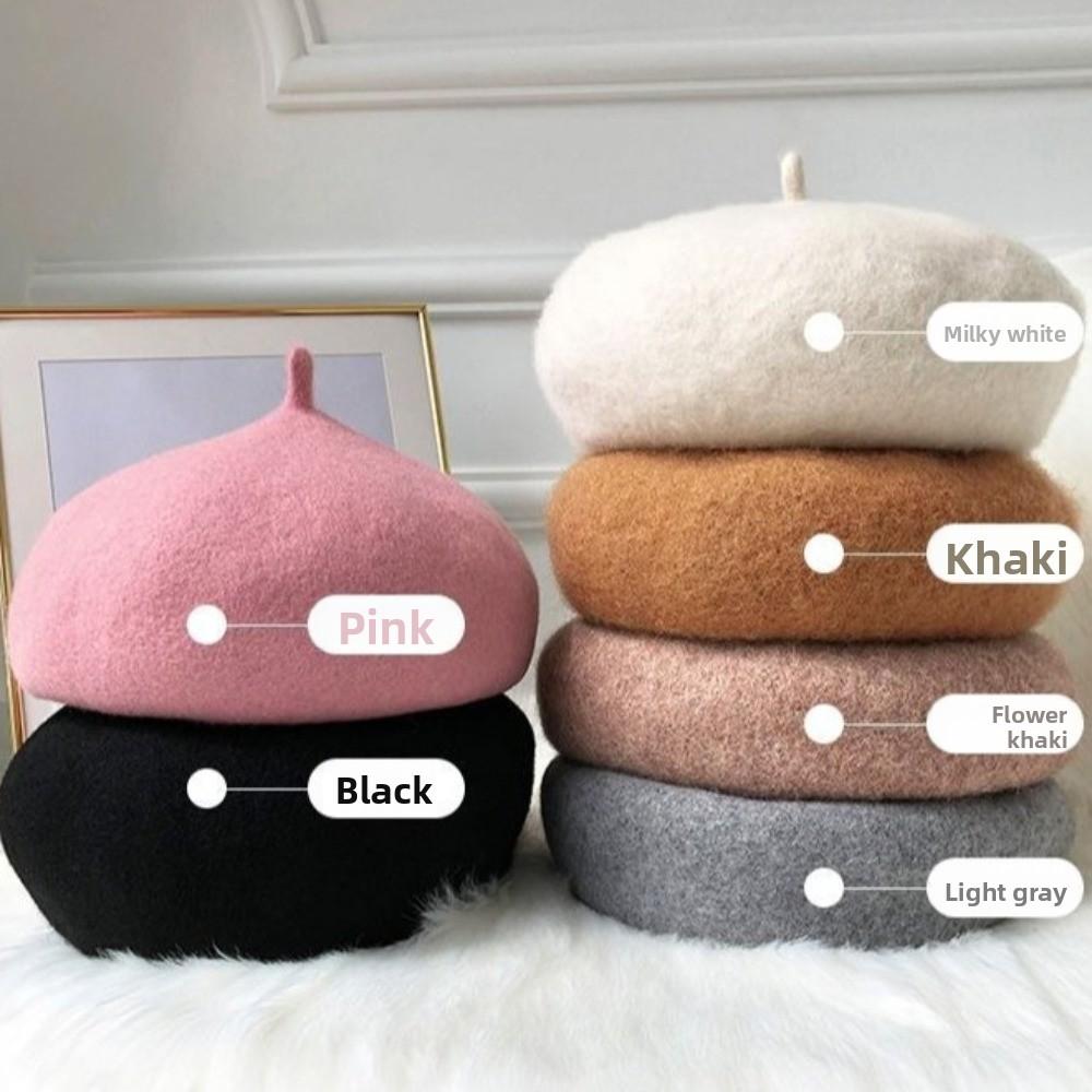 Keep Warm Women Wool Berets Plush British Beanie Hat Vintage Painter Caps Winter