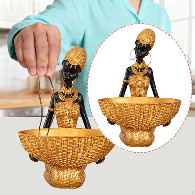 Africké ženy Figurka Šperky Náušnice Prsteny Podnos Stolní Úložný Prostor Pryskyřičná Figura Socha Cukroví