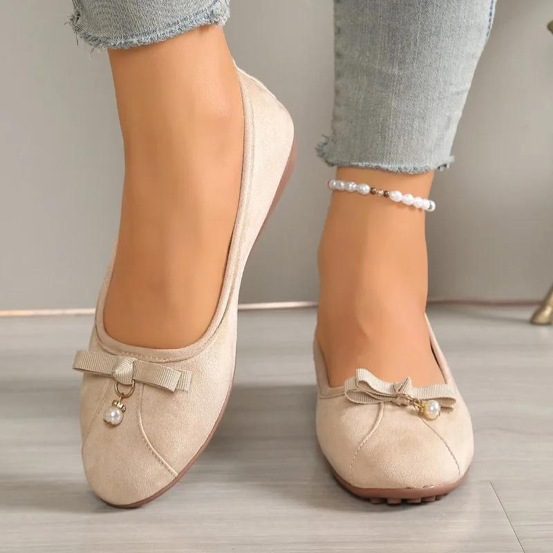 

Fashion 2025 Fashion Ladies Shoes Shallow Women s Flats New String Bead Daily Plus Size Light Soft Bottom Comfortable Flat Low Heels 35