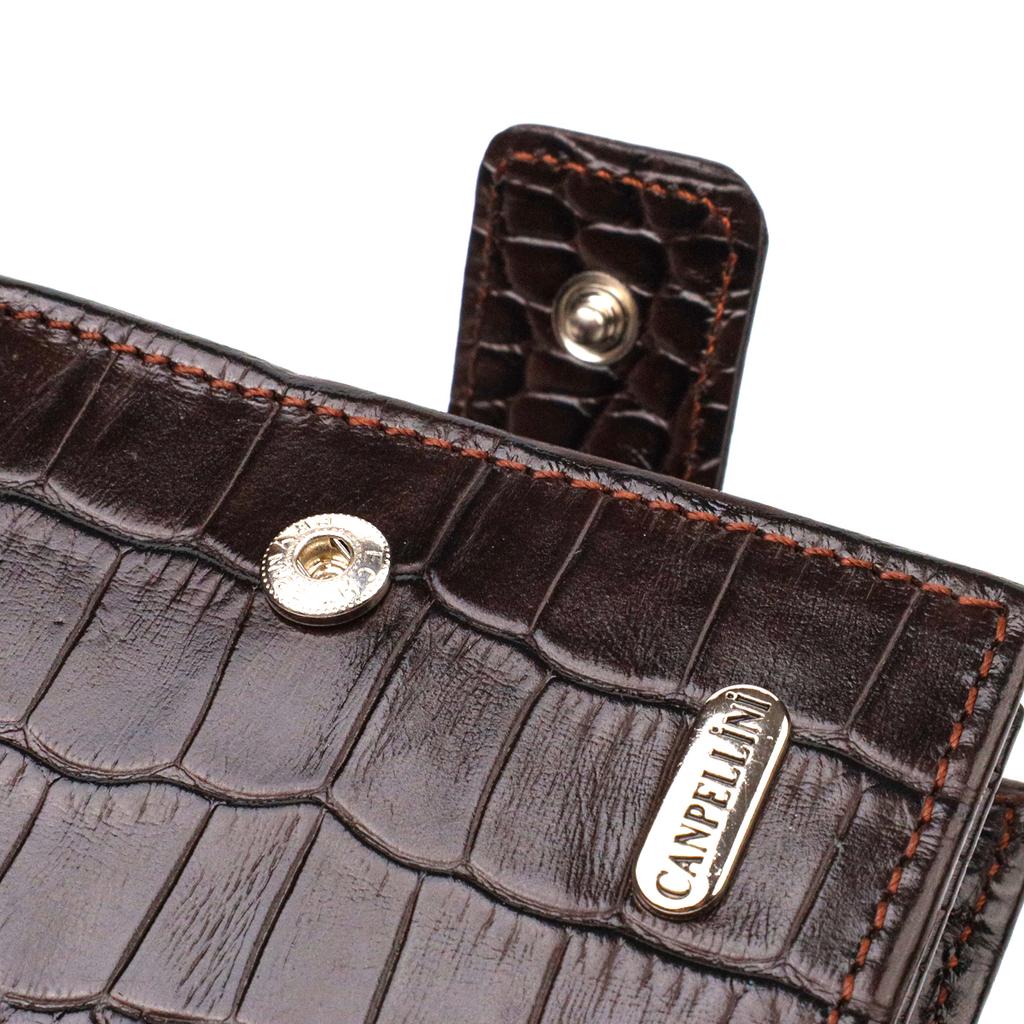 Wallet for Men In Horizontal Format Made of Genuine Leather with Crocodile Effect CANPELLINI 21770 Brown