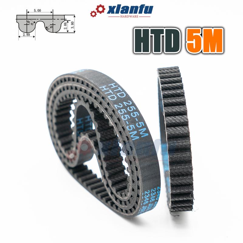 HTD 5M Rubber Timing Belt Closed Loop Perimeter 215 220 225 230 235 240 245 250 255mm Width 10~50mm HTD5M Transmission CNC Drive