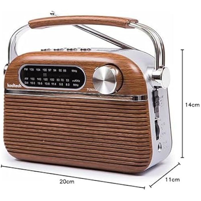 Radio Portable Bluetooth - KOOLTECH - Vintage - Sans Fil - Bluetooth - Mains Libres