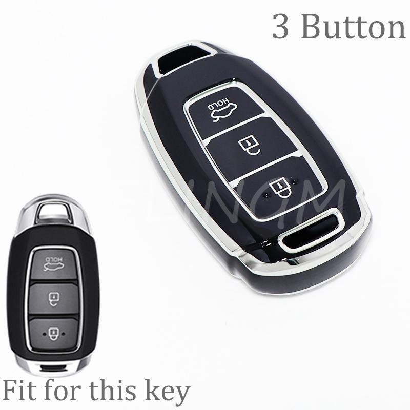 For Hyundai Kona Encino Solaris Azera Grandeur Ig Accent I30 Ix35 Santa Fe Palisade 3/4/5 Button Tpu Car Key Case Cover Keychain