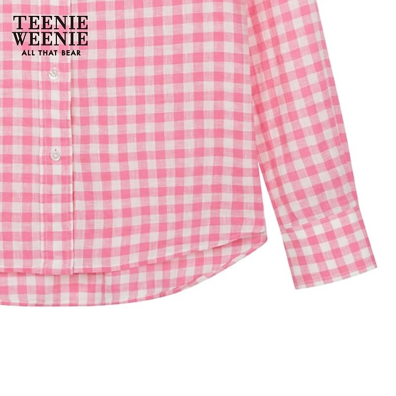 Teenie Weenie Women's Plaid Linen Long-Sleeve Shirt