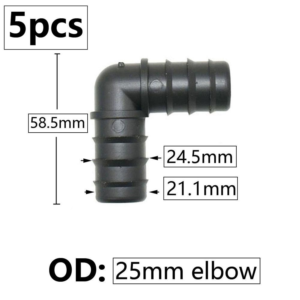 5pcs 16/20/25mm PE Pipe Barb Connector Straight Tee Elbow Plug Garden Water Hose Reducing Splitter Joint Drip Irrigation System