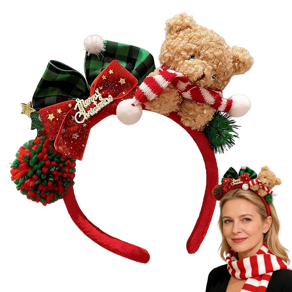 Christmas Headbands For Women Bear Design Hair Hoop Bear Design Girls Christmas Headband For Teens Party Holiday Celebration