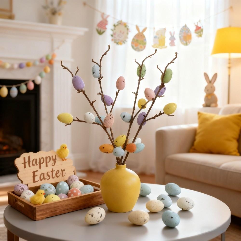 35CM Length Easter Egg Branch Artificial Egg Design Artificial Branch Branch Shape Fake Bouquets Vase Ornament Home Decor