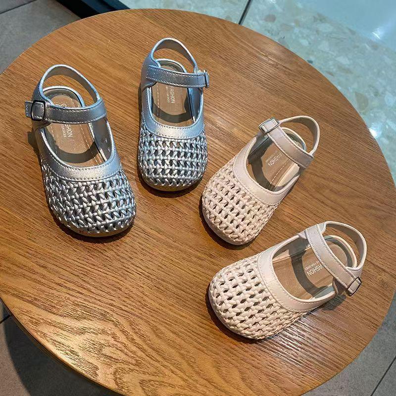 2025 Summer New Girls' Woven Turban Sandals - Soft Sole Toddler Princess Shoes