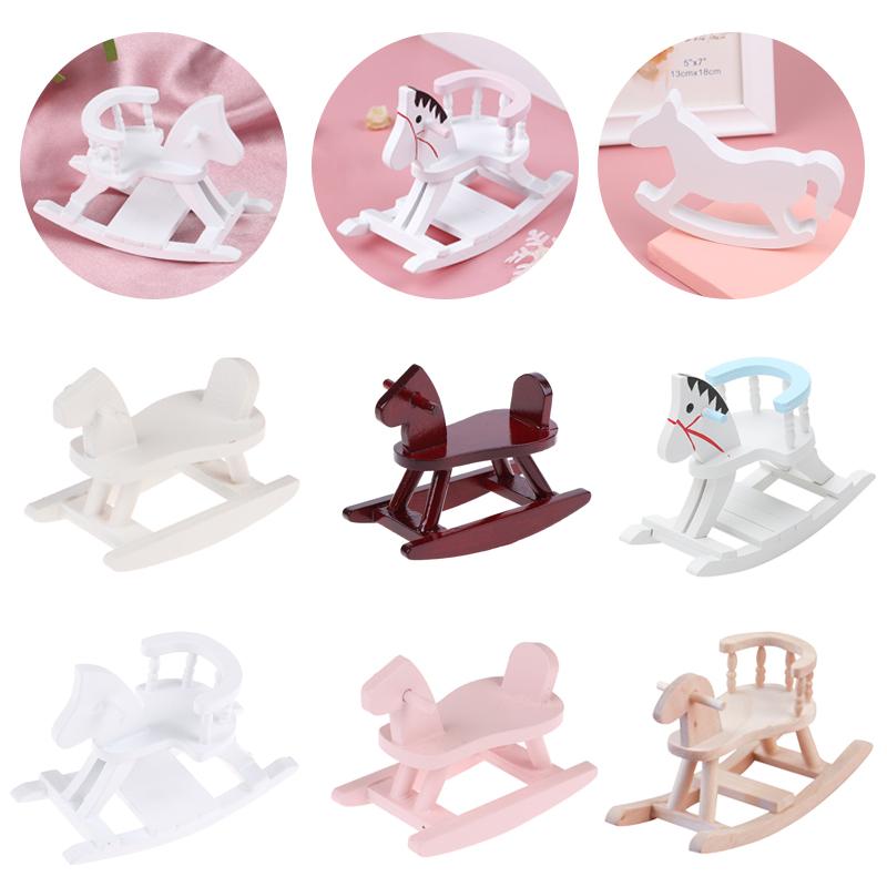 Wooden Crafts Rocking Horse Figurine Desk Decor Balance Art Adornment Miniature Rocking Horse Decorative Ornament Kids Gift