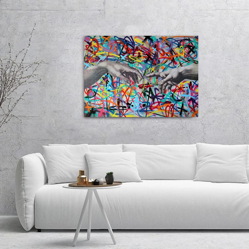 Graffiti Art Hand Of God Canvas Paintings Abstract Posters and Prints Wall Art Pictures for Living Room Home Decoration