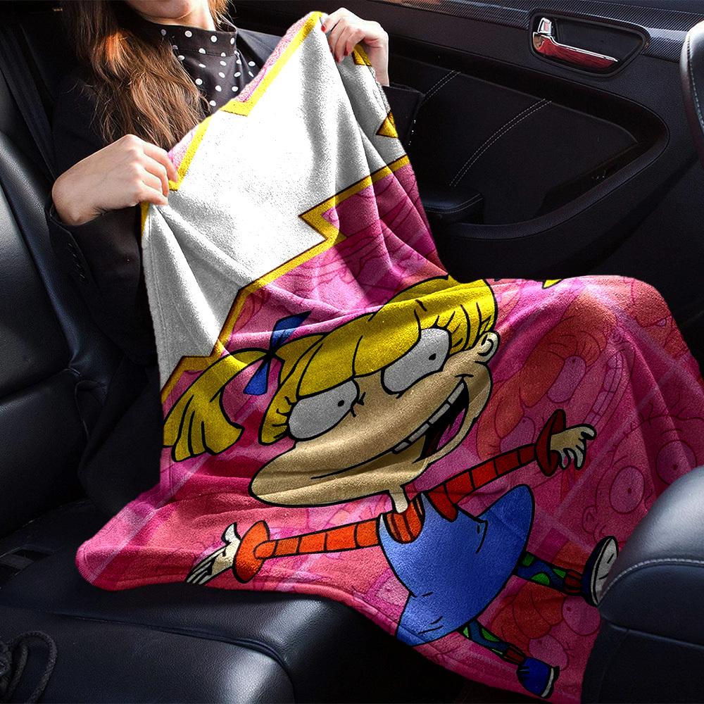 1pc Flannel Blanket, Helga,Blonde,Rugrats Pattern Printed Blanket, Sofa Bed Sofa Car Office Camping Travel Warm And Comfortable Soft Blanket