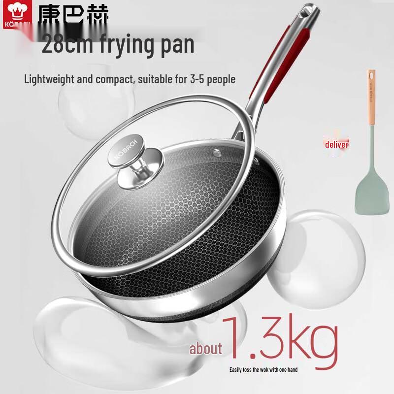 Kangbach 28cm 316L Stainless Steel Double Honeycomb Non-Stick Wok Pan