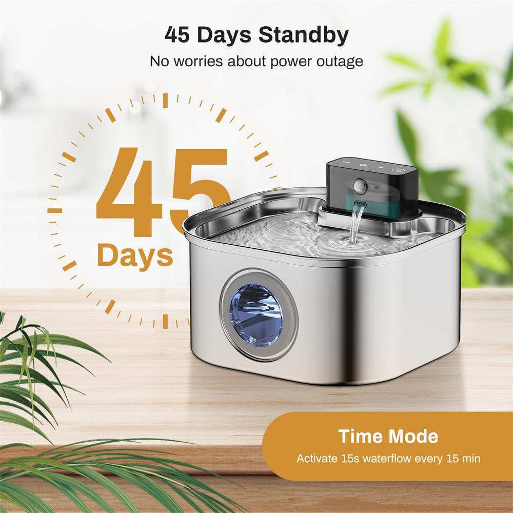 3L Stainless Steel Wireless Recharging Sensor Cat Water Fountain Auto Drinking Fountain For Cats Dog Drinker Pet Dispenser Bowl