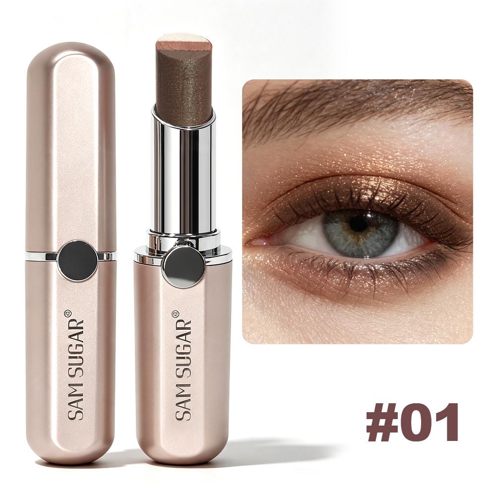 SAM SUGAR Stick Ombretto Cremoso Tricolore Cambiamento Graduale Highlighter e Blush Scintillante Non Disturbante Impermeabile