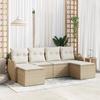 6-piece Garden Sofa Set with Beige Cushions Poly Rattan vidaXL 3345811
