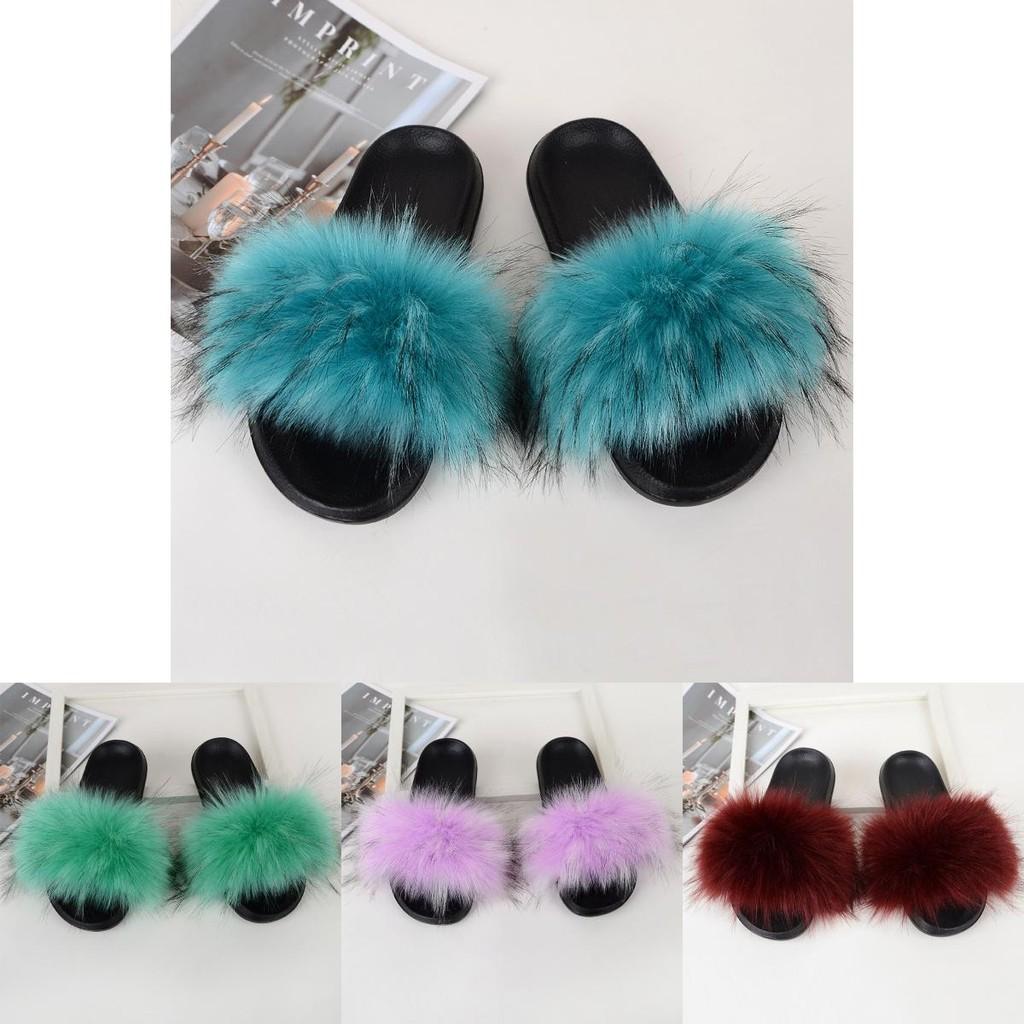Cozy Girls Home Outdoor Slides With Soft Fur Decoration And Furry Design