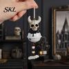 Reusable Halloween Bell Jingle Ornament, Gothic Bull Skull/Angel Wings Hanging Seasonal Decor Decoration for Tree, Party Home
