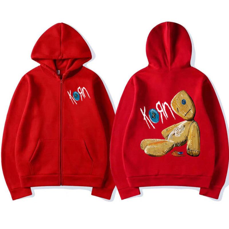Korn Issues Rocková kapela Nová Černá mikina s kapucí na zip Metal Gothic Vintage Oversized Mikiny na zip Streetwear Muži Ženy Bundy Kabáty